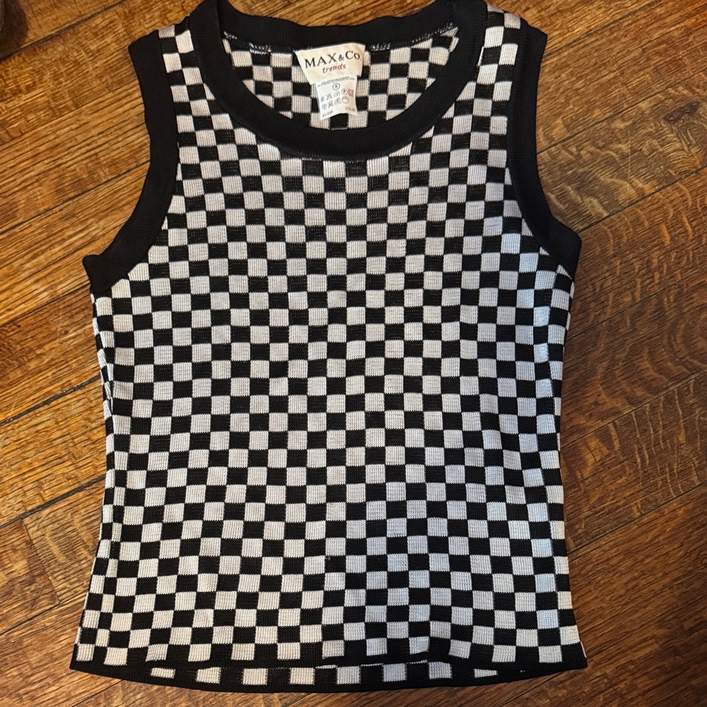 Vintage Max & Co. Monochrome Checkered Sleeveless Top